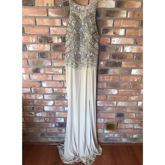 Juliet Women's Cream Formal Dress With Embellished Silver & Gold Sequin Large - Picture 2 of 14